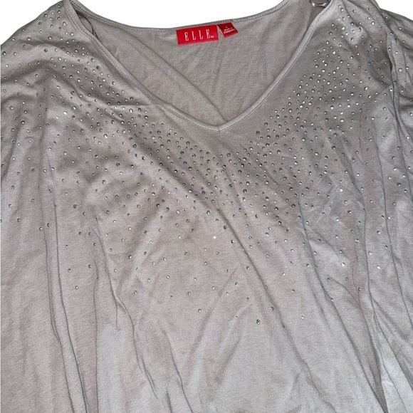 5/$25 Elle Light Grey Blouse with Studded Detail - Picture 3 of 6